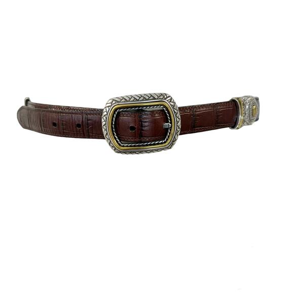 Brighton Marcus Reversible Leather Belt Brown Black Two Tone | Size M - Picture 1 of 13